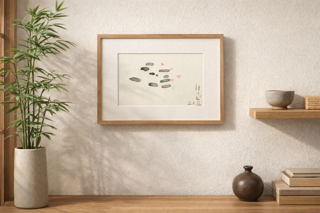 【和モダン】墨と水彩『こい』原画｜14×18.2cm｜静かな余白の絵