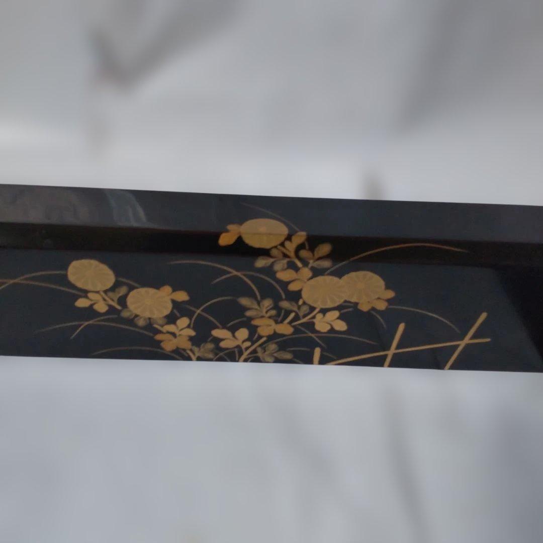 炉縁 塗師 林哲山 作『 四季草花蒔絵 』 四君子 金蒔絵 共箱 茶道具 美品