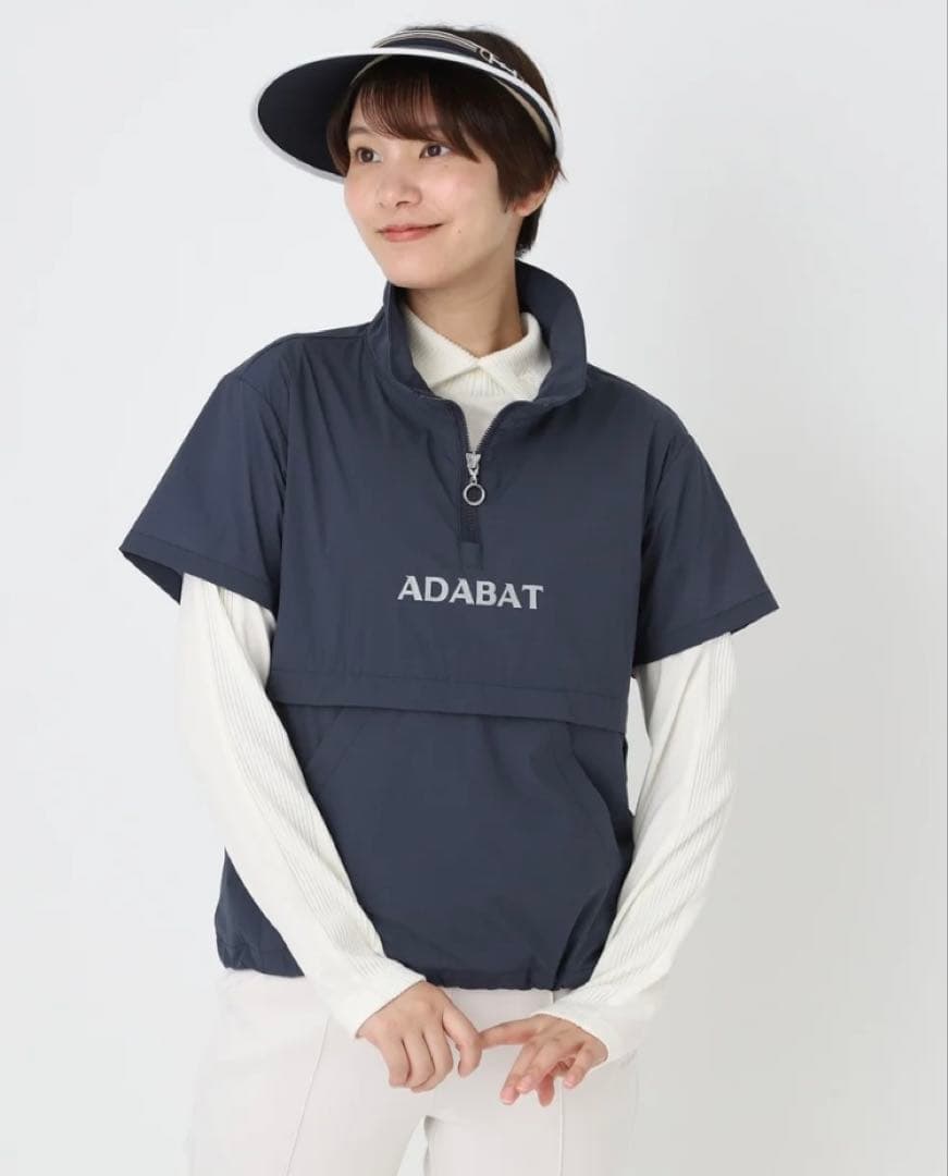 年末値下げ❗️ADABAT ネイビー ハーフジップ 半袖シャツ