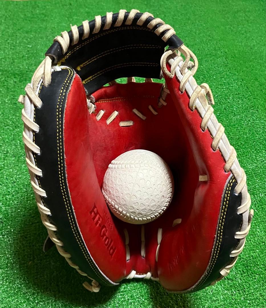 一般 軟式野球 キャッチャーミット ハイゴールド Hi-GOLD 大人サイズ 赤