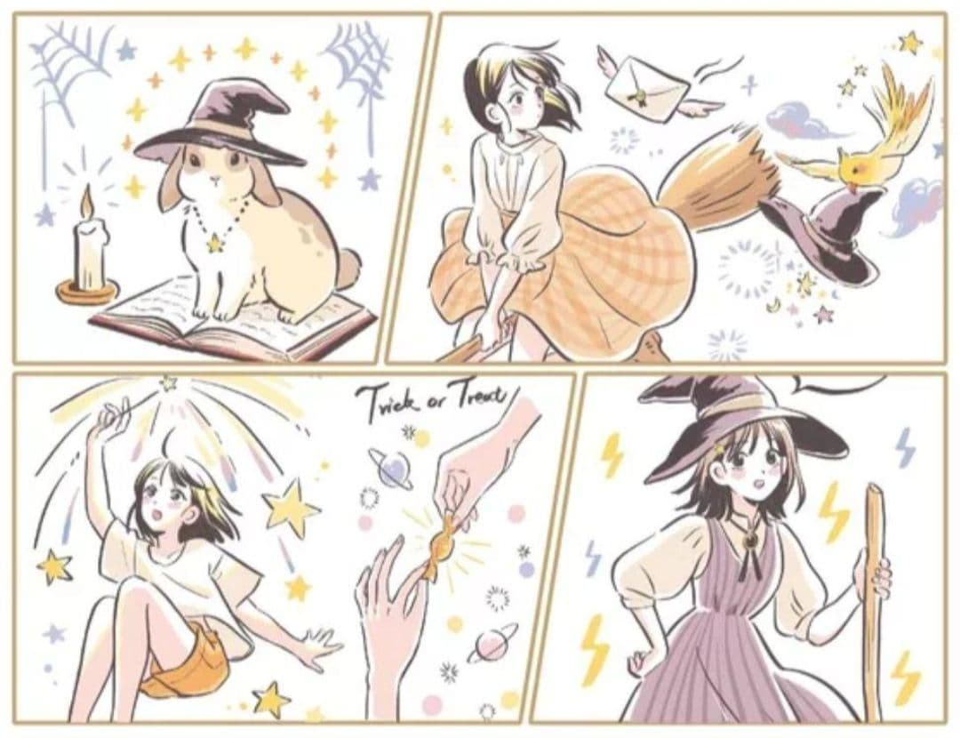 J951＃魔女派对(雾面PET)噼里啪啦実験室切り売り海外人物マステ女の子