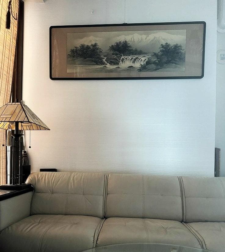 川島正行　水墨山水　四尺五寸（横幅139cm　縦48cm）春の到来　雪解け水