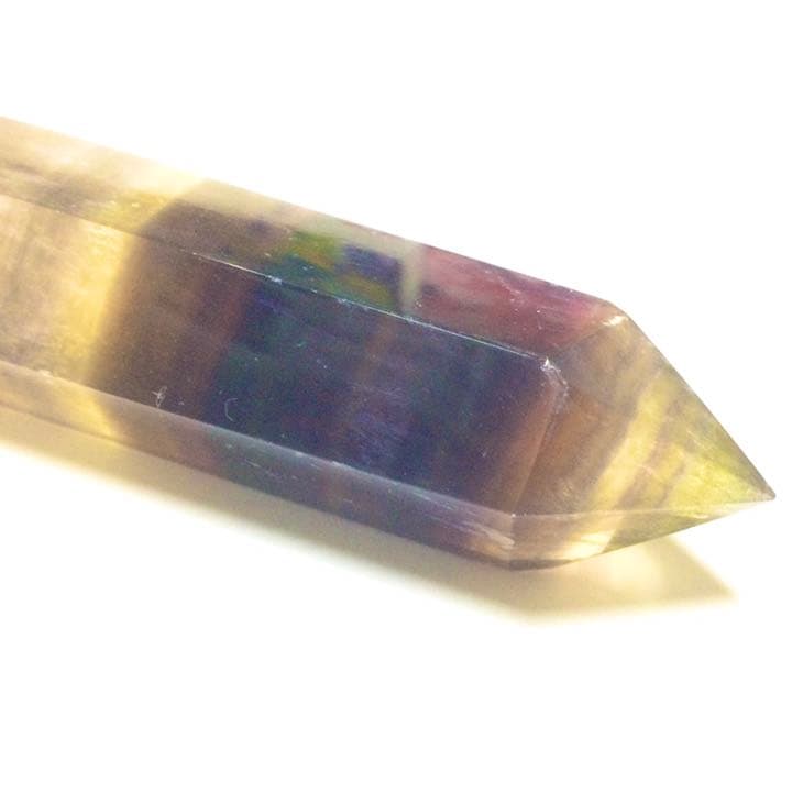 【ネガティヴ解消、受験のお守り】イエロー系バイカラー フローライト 六角柱