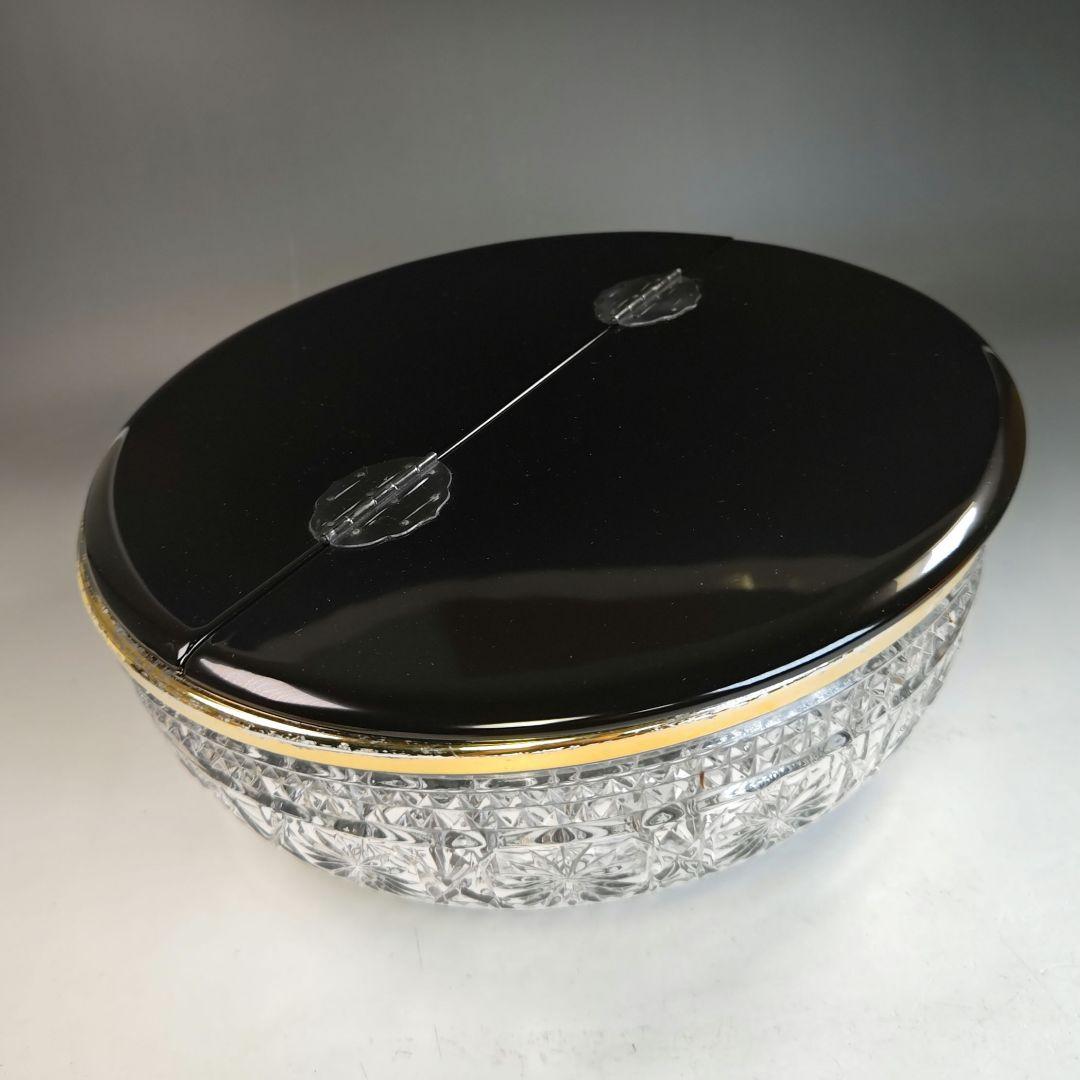 イ836 水指『水崎長寿』『義山　金縁ガラス　平水指　共箱』茶道具