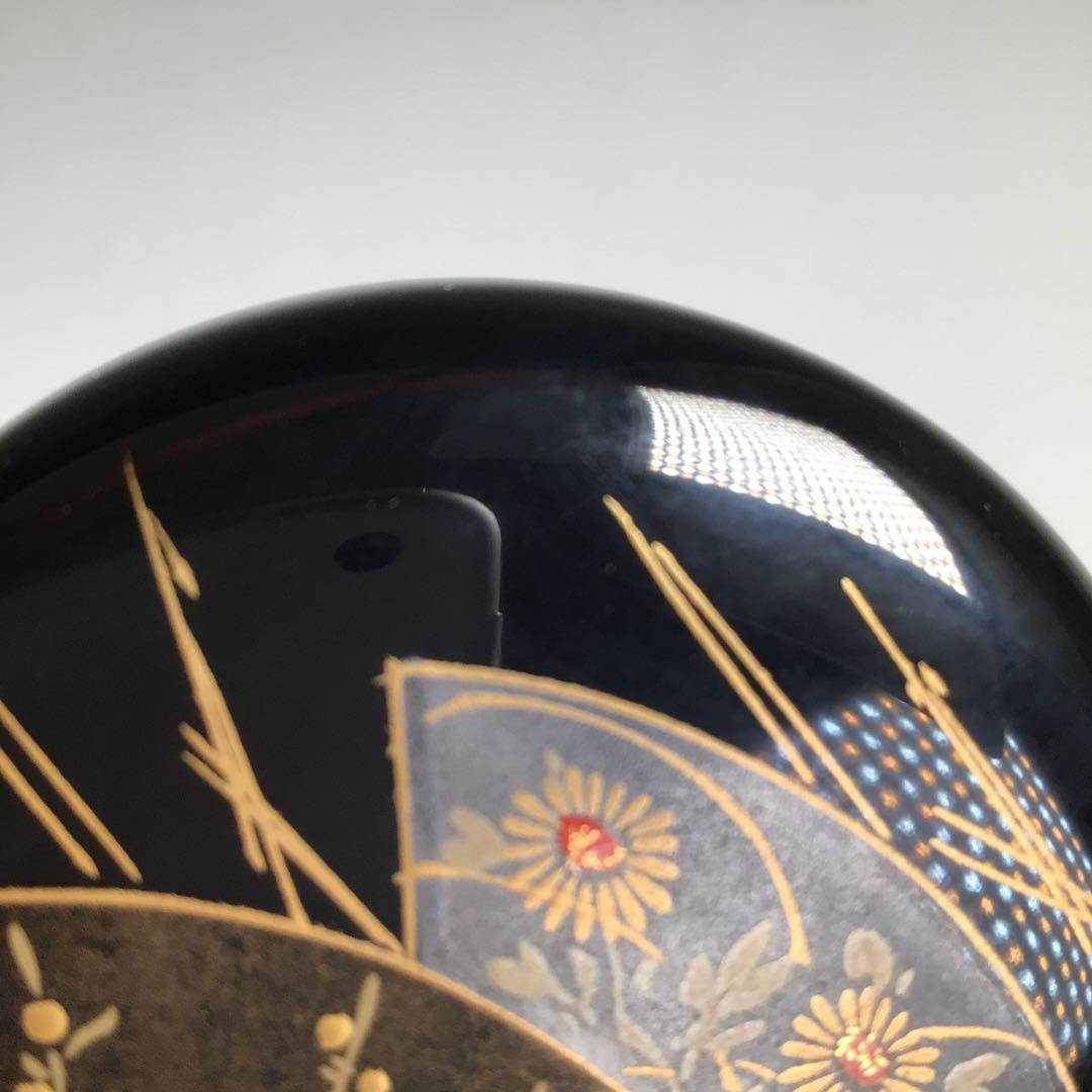 Ｐ８０６　棗　『荒井喜峰作』『黒漆塗』『扇面蒔絵』『利休棗』　共箱　茶道具