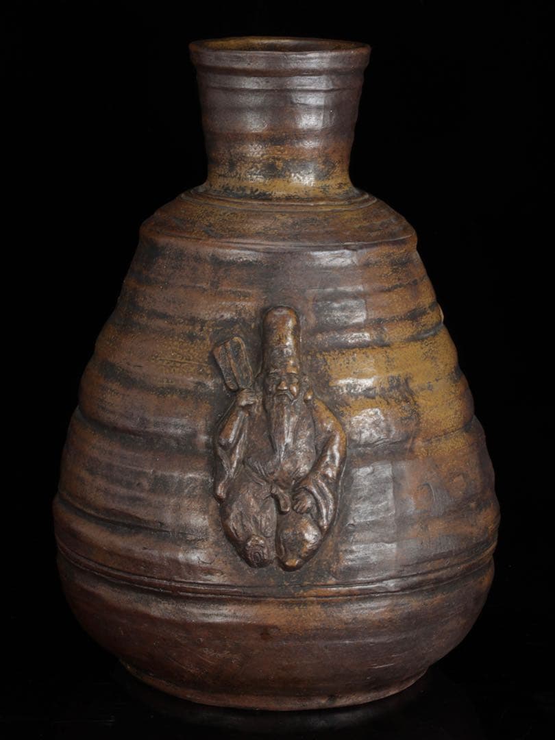 備前焼 古備前 人形大徳利 恵比寿大黒天寿老人 三神人形大徳利 45cm 骨董品