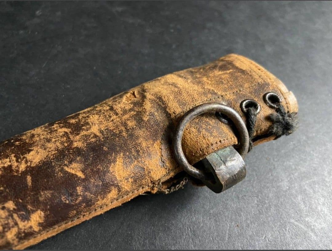 【幕末〜明治】シャスポー銃剣 帝国陸軍 軍刀（模造刃朱塗り）革鞘軍刀拵【当時物】