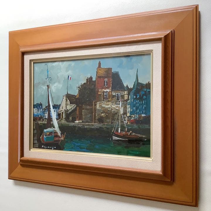 【嶋津俊則/オンフルール】油絵 額縁付き サインあり(4号)