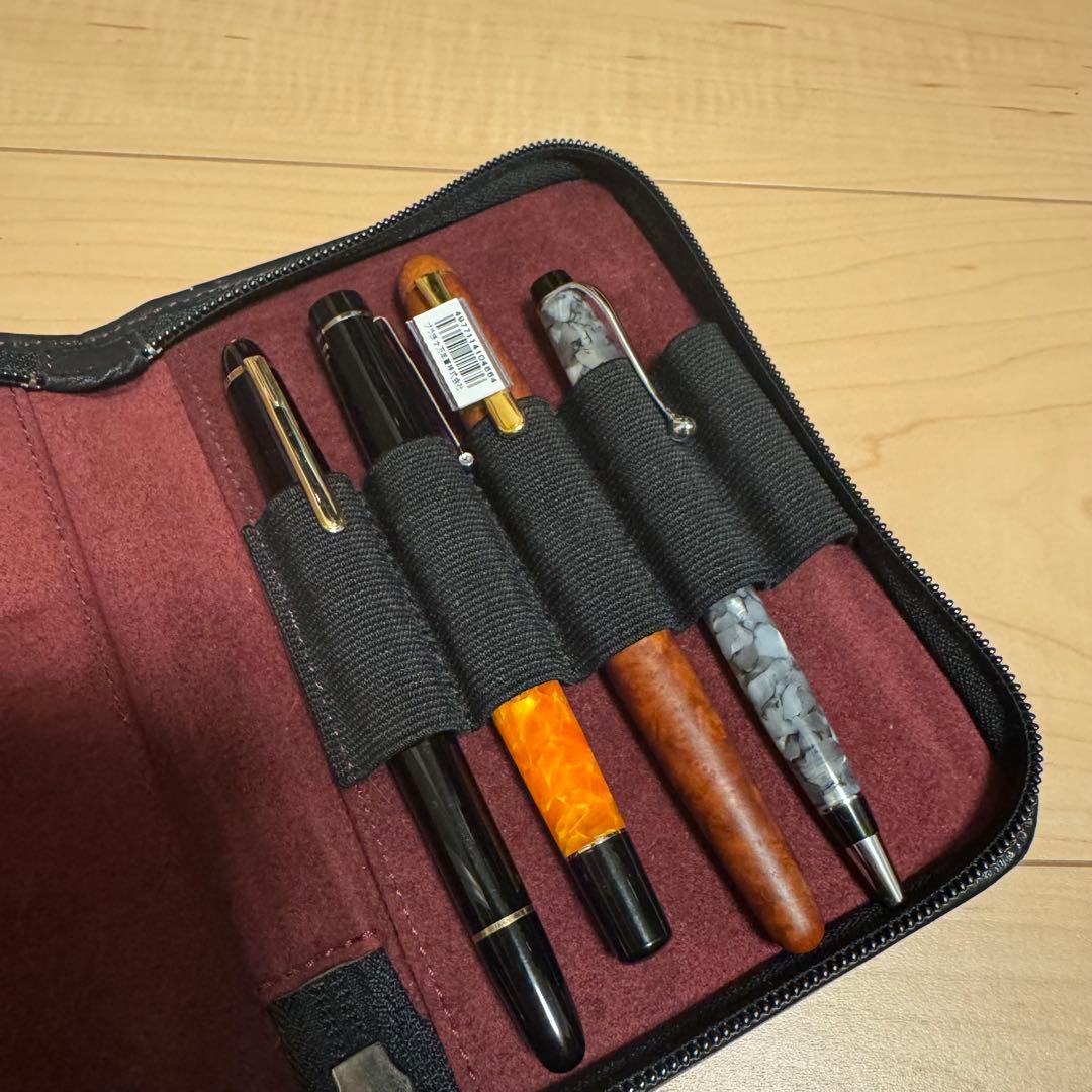 NAGASAWA キップレザー ペンケース　5本差し　ブラック　ナガサワ