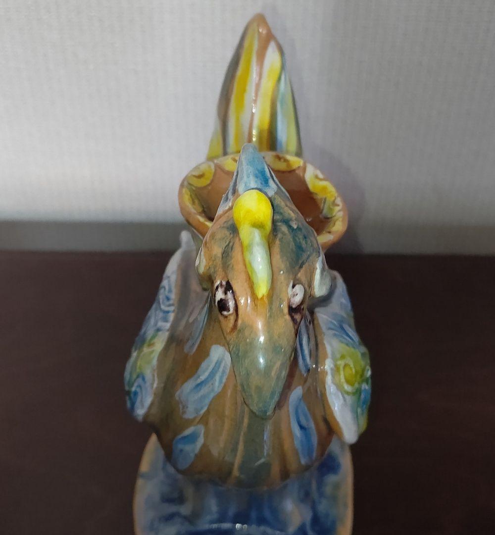 ペルシャ風　三彩　鳥型燭台　芳炎作　一念窯　陶器 キャンドルスタンド 日本