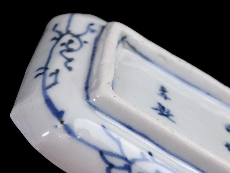 古伊万里　染付　微塵唐草の図　角皿　豆皿　E532AS-fbte