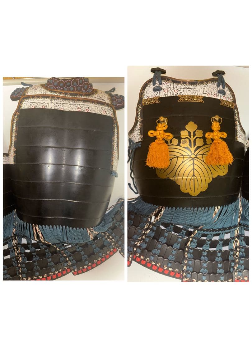 美品！丸武工房製　等身大甲冑　紺糸威伊予札二枚胴具足