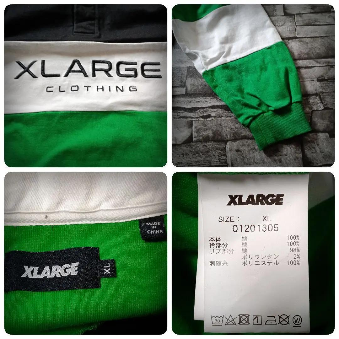 エクストララージラガーシャツ 太ボーダー 3色切替 センター刺繡ロゴ ゆるダボ