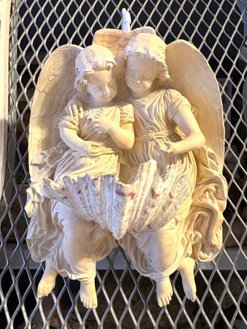 ♡フランスアンティーク　二人の天使の聖水盤　ベニティエ　エンジェルウィング　聖杯