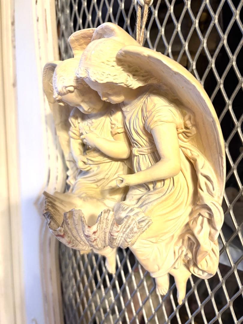 ♡フランスアンティーク　二人の天使の聖水盤　ベニティエ　エンジェルウィング　聖杯