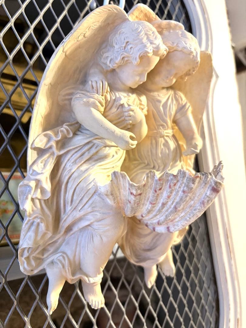 ♡フランスアンティーク　二人の天使の聖水盤　ベニティエ　エンジェルウィング　聖杯