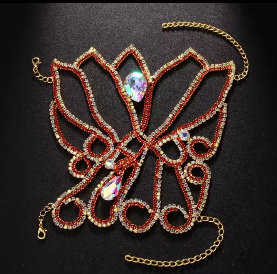 赤　ベリーダンス衣装　　レジェンド衣装　　アームアクセサリーつき