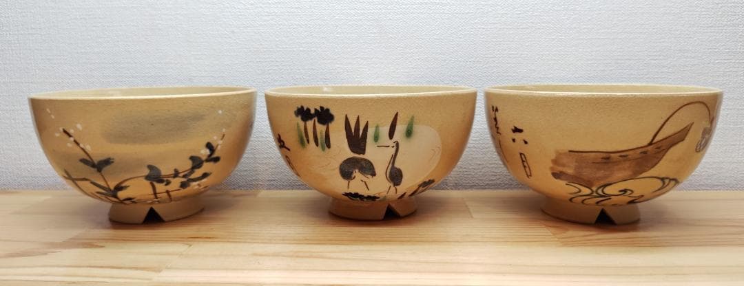 送料込【逢絢亭・新品】茶道具 数茶碗 京焼 乾山写 十二月絵替 水野秋草庵 共箱