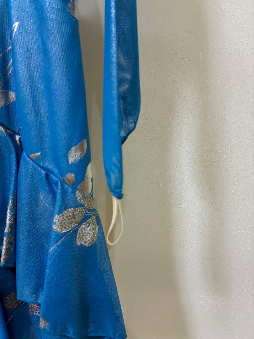 Create-sun 社交ダンス ドレス 水色 シースルー デモ・パーティー用