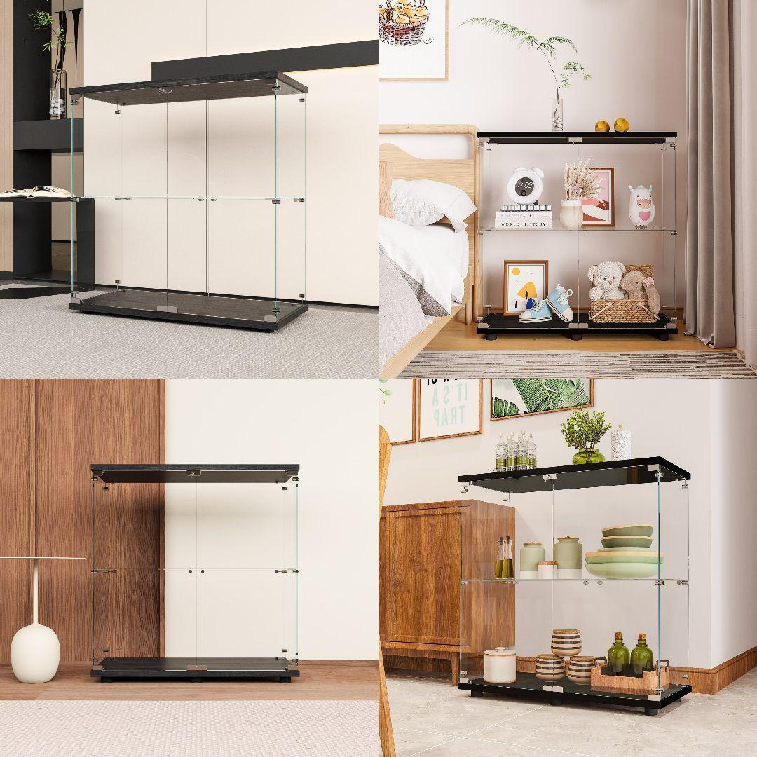 ガラスケース 2段両扉 コレクションケース フィギュア 棚 ショーケース1998