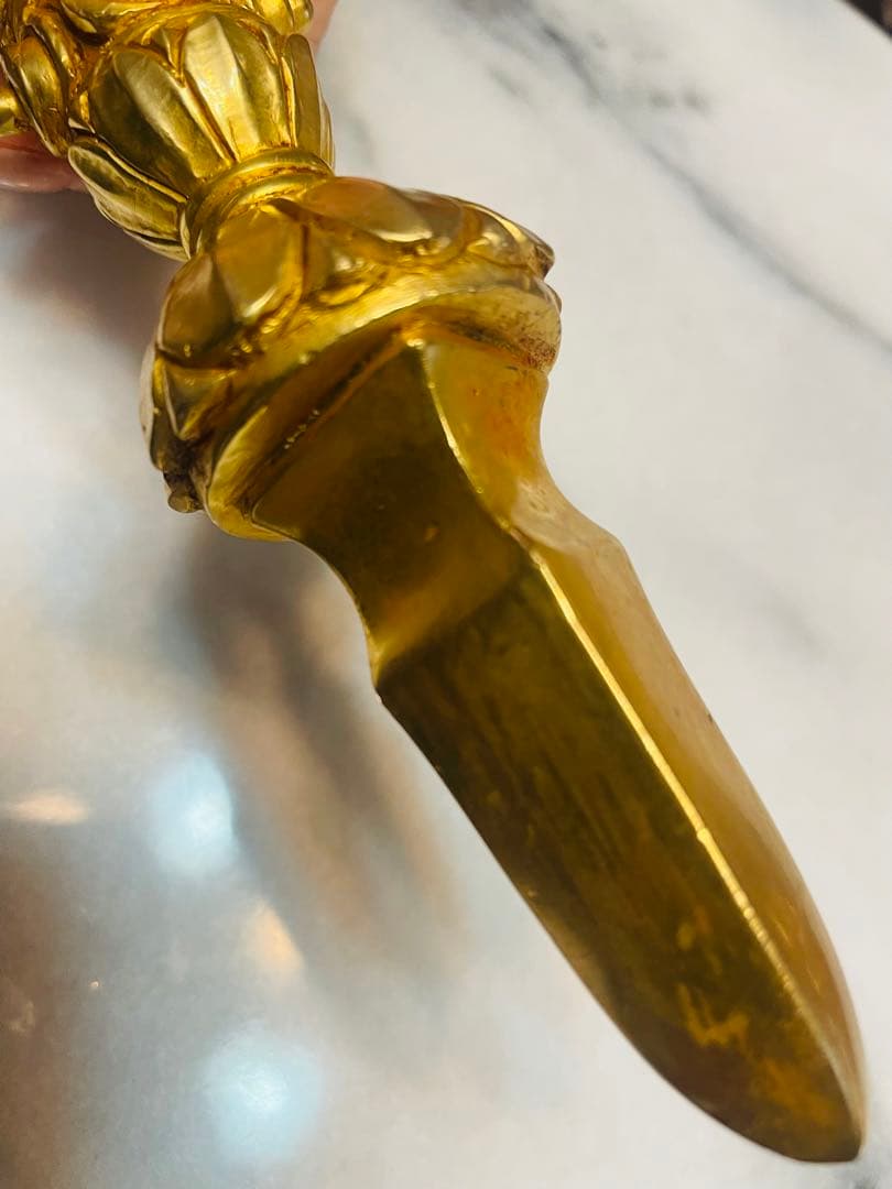 新品 24金張り 独鈷杵 プルパ 金剛杵 仏教 特大サイズ　約23センチ　87