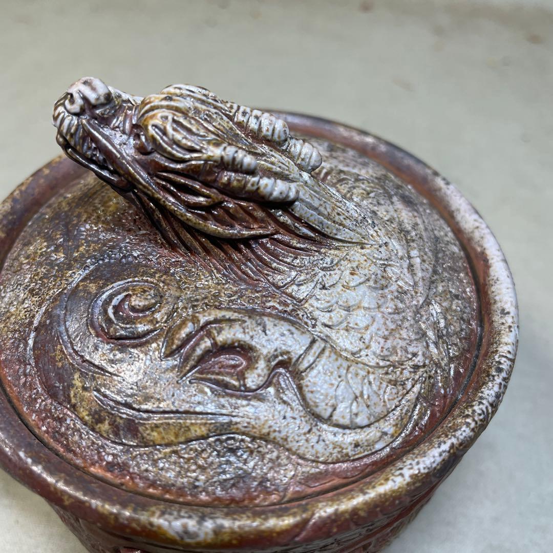 備前焼　明光窯 備前雲龍宝瓶　巻龍 在銘 煎茶器 急須 煎茶道具