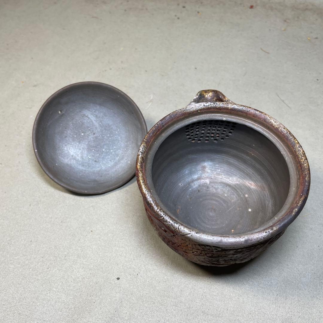 備前焼　明光窯 備前雲龍宝瓶　巻龍 在銘 煎茶器 急須 煎茶道具