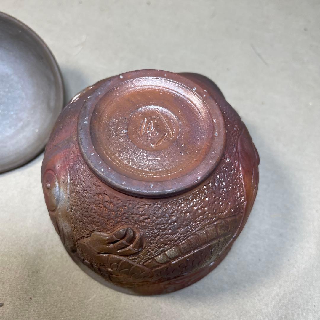 備前焼　明光窯 備前雲龍宝瓶　巻龍 在銘 煎茶器 急須 煎茶道具