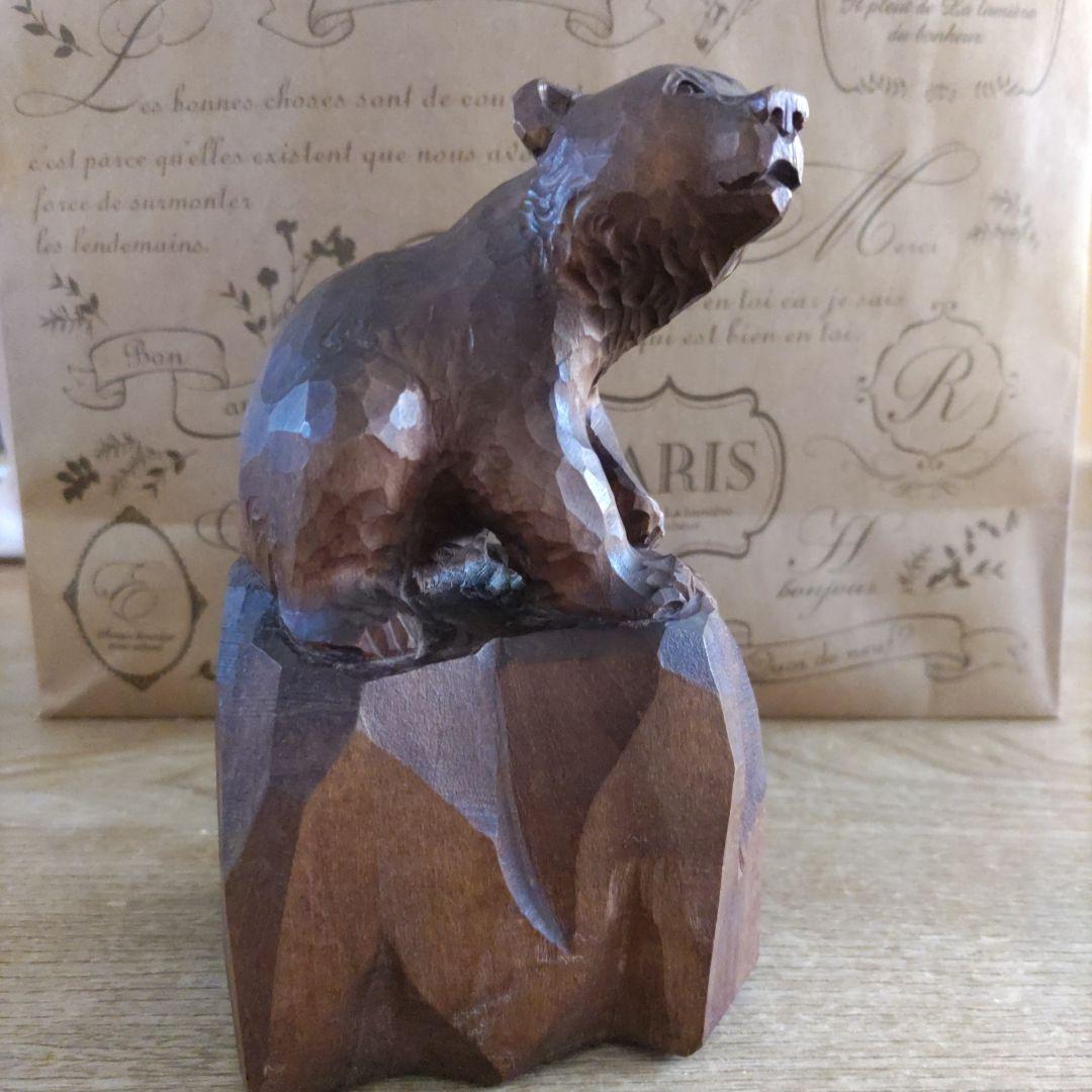 木彫り熊　　堀井清美作　彫刻　工芸品　　美術品　民芸品　北海道　小熊　置物
