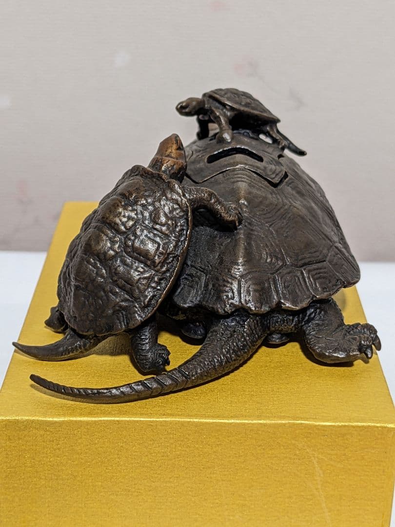 ♦亀形香炉 蝋型細密鋳金 未使用品 高岡銅器 瑞峰 置物 飾り 工芸品 骨董品
