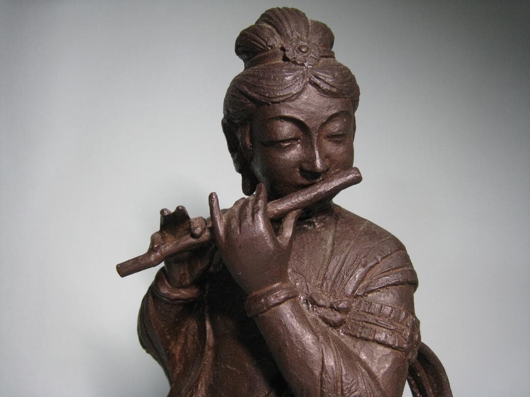 喜多敏勝【幸笛　喜多敏勝】ブロンズ製　　天女　高さ約33.5㎝