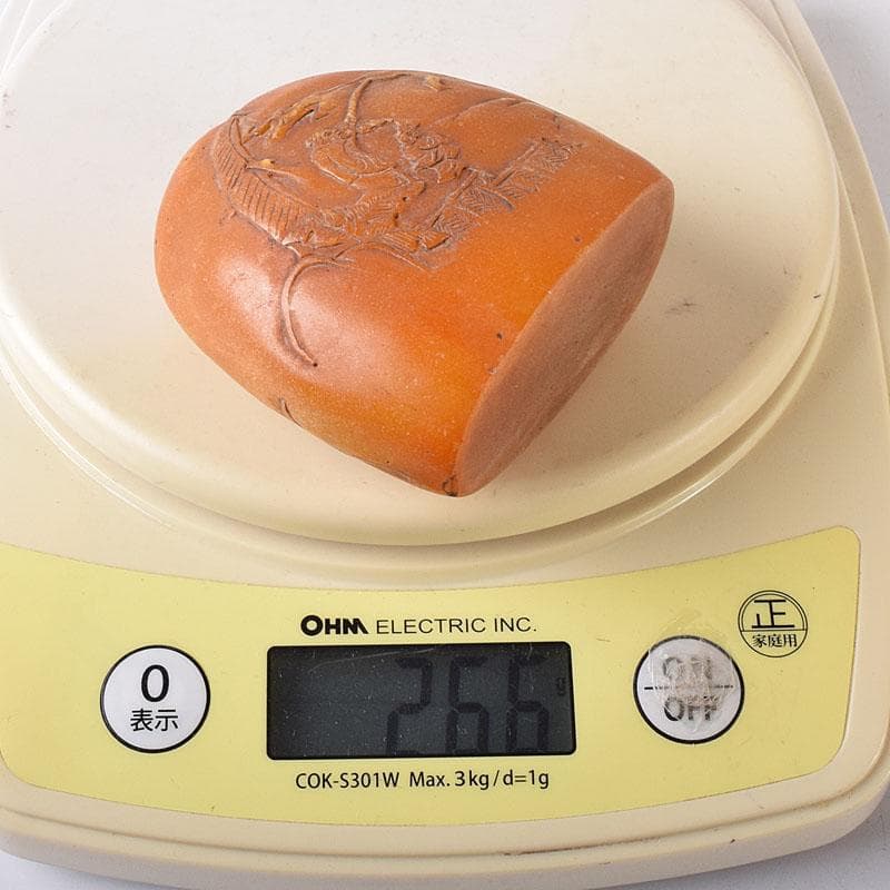 中国　篆刻　玉石田黄石彫刻　山水人物刻　印材　置物　V　7810