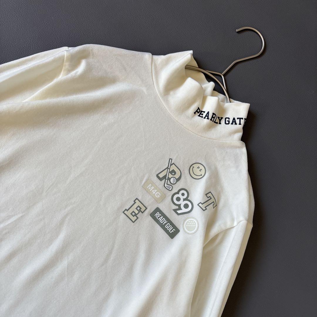 【24SS】美品♡パーリーゲイツ 綿ベア天竺長袖ハイネックカットソー ニコちゃん