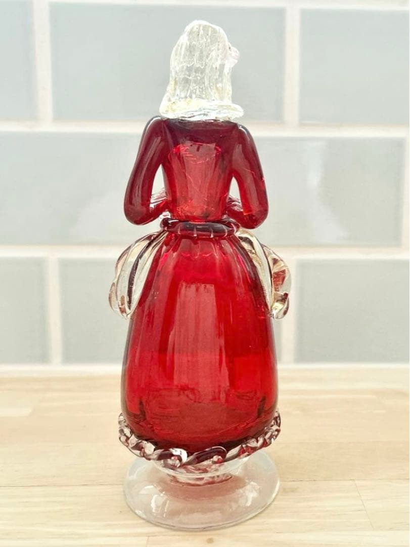 ベネチアン ガラス murano ムラーノ 貴婦人 ドール オブジェ 赤 ドレス