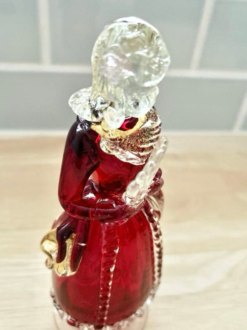 ベネチアン ガラス murano ムラーノ 貴婦人 ドール オブジェ 赤 ドレス