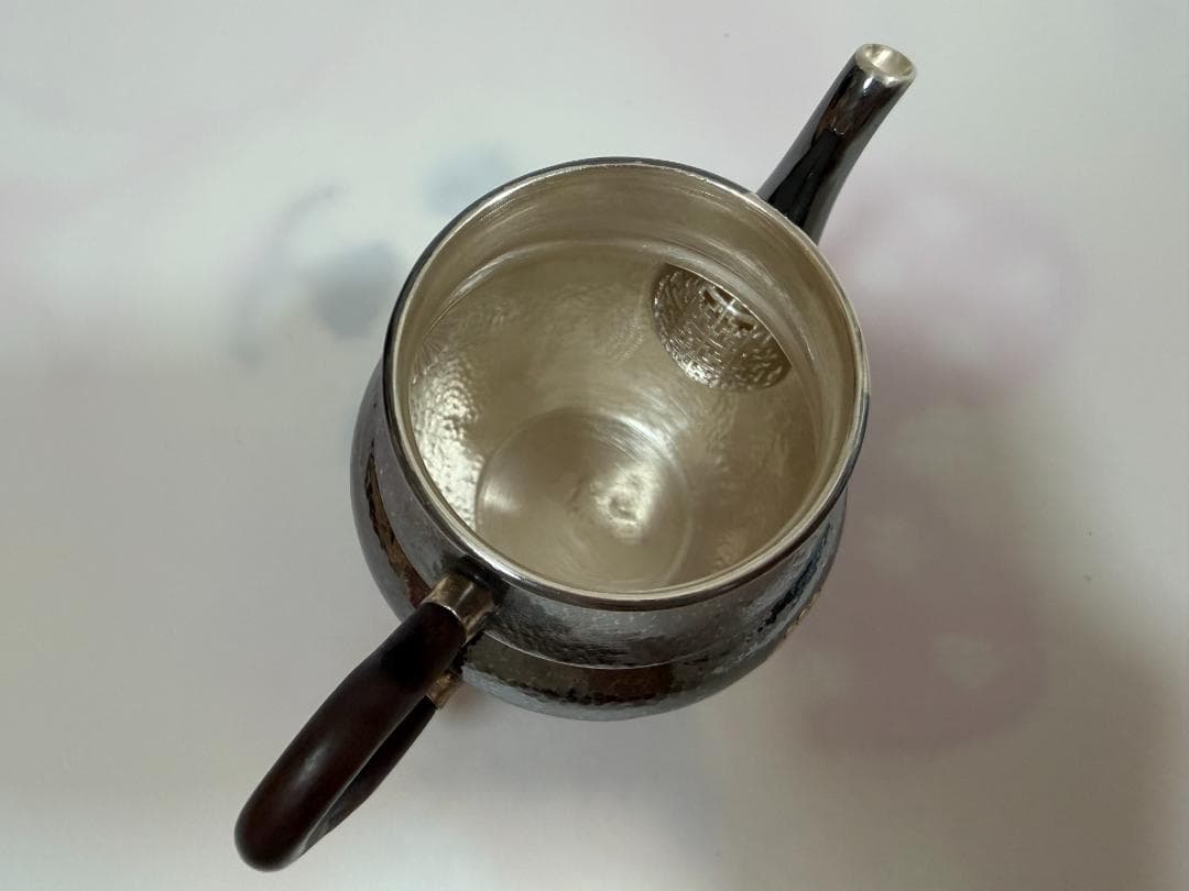 純銀製 菊文様 玉石摘 急須 銀瓶 煎茶道具