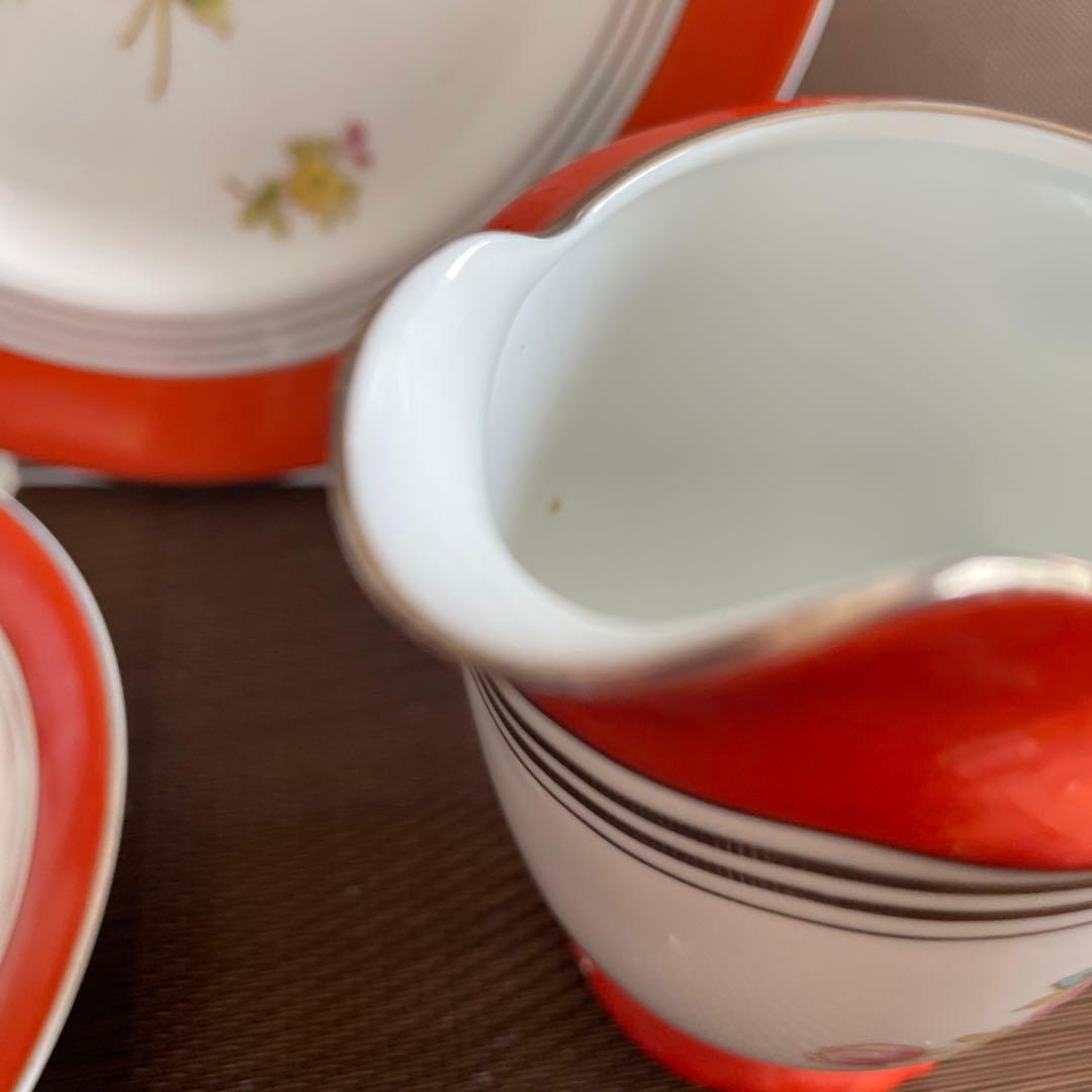 オールドノリタケ　ケーキ皿　カップ　クリーマー　シュガー4点セット