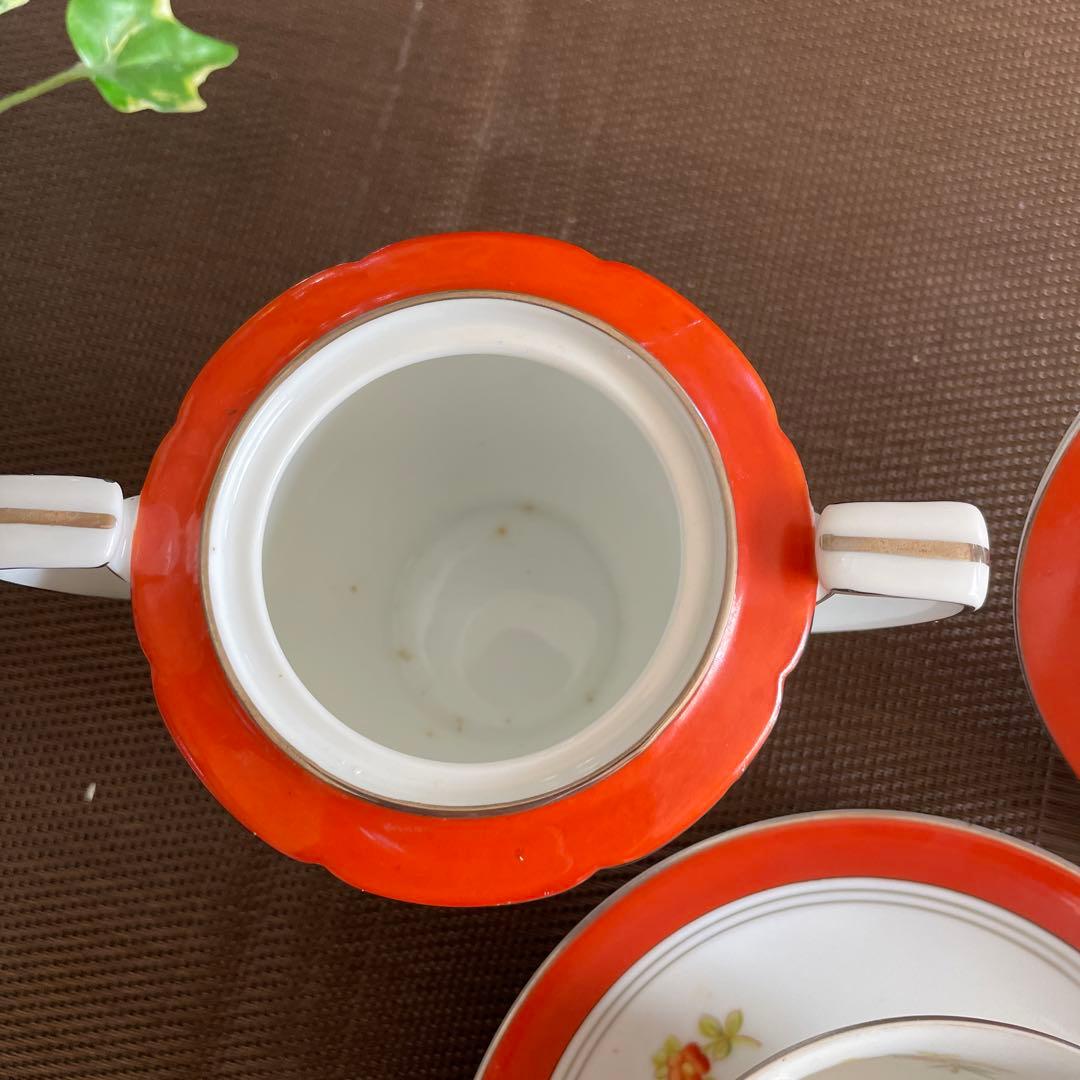 オールドノリタケ　ケーキ皿　カップ　クリーマー　シュガー4点セット