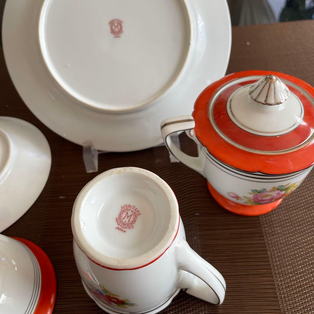 オールドノリタケ　ケーキ皿　カップ　クリーマー　シュガー4点セット
