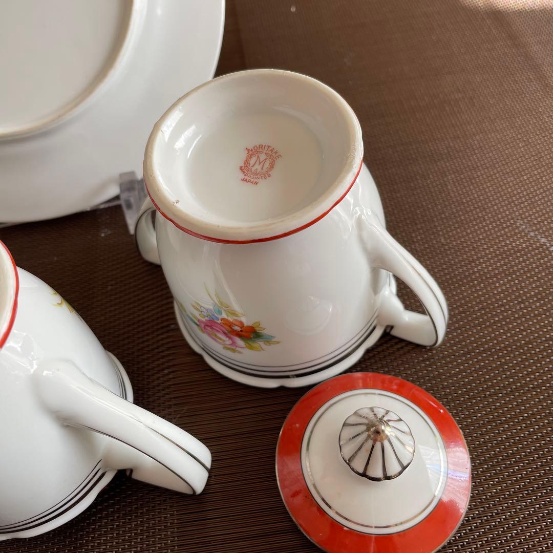 オールドノリタケ　ケーキ皿　カップ　クリーマー　シュガー4点セット