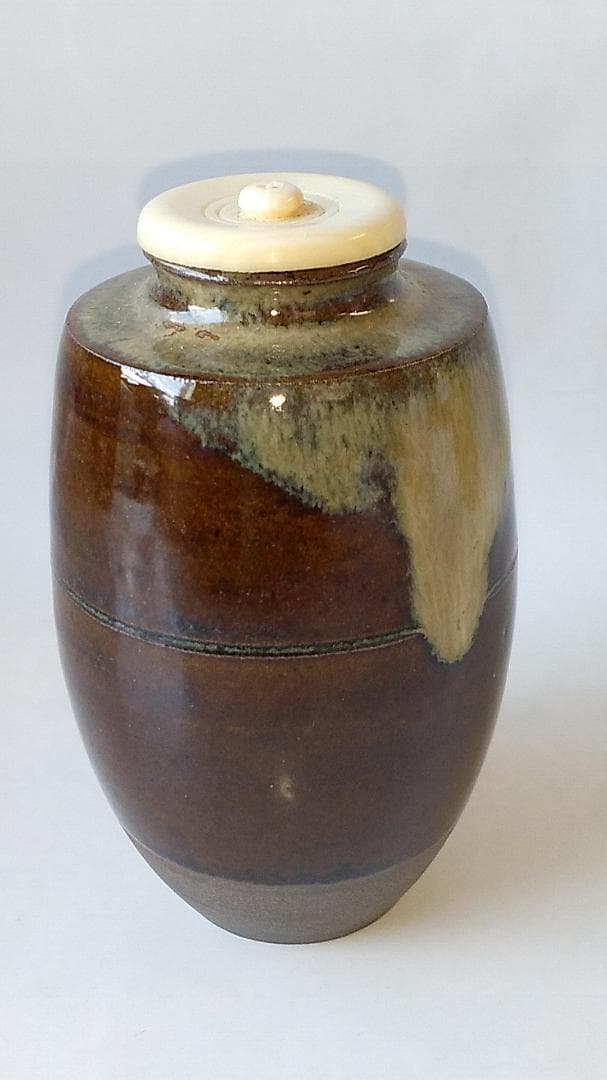 高取茶入 高取喜恵 作 仕覆 野田金襴 茶道具 共箱 栞 新品 未使用 保管品