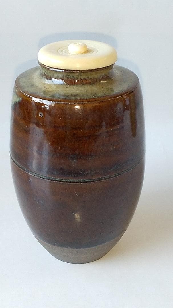 高取茶入 高取喜恵 作 仕覆 野田金襴 茶道具 共箱 栞 新品 未使用 保管品