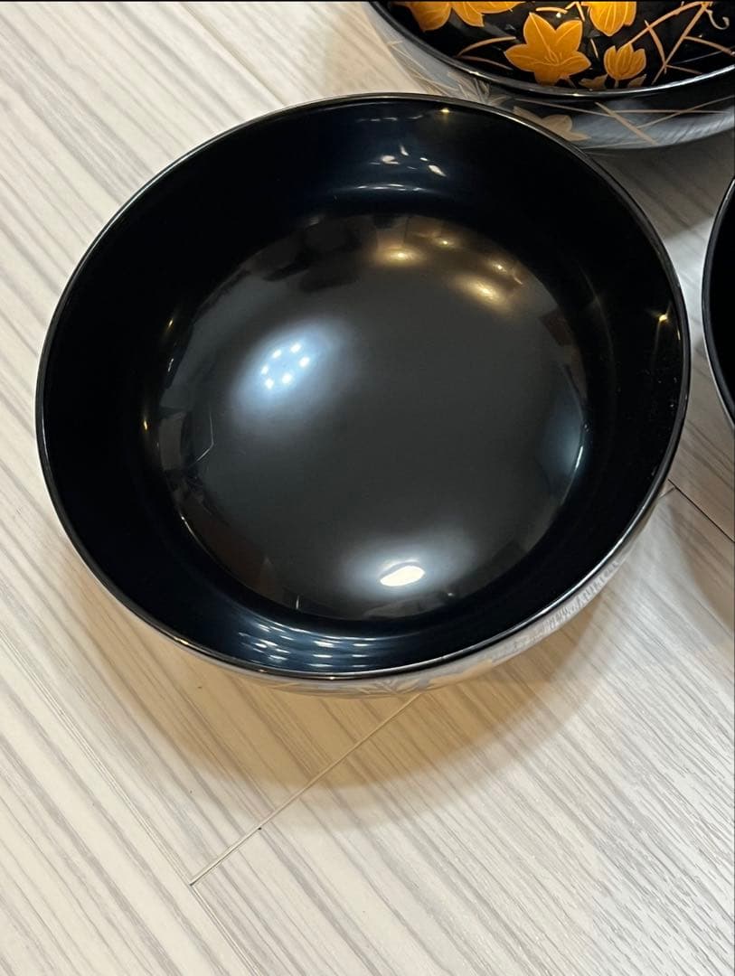 輪島塗 秋草蒔絵 煮物椀　5客　桐箱入　五客揃 蒔絵 漆器