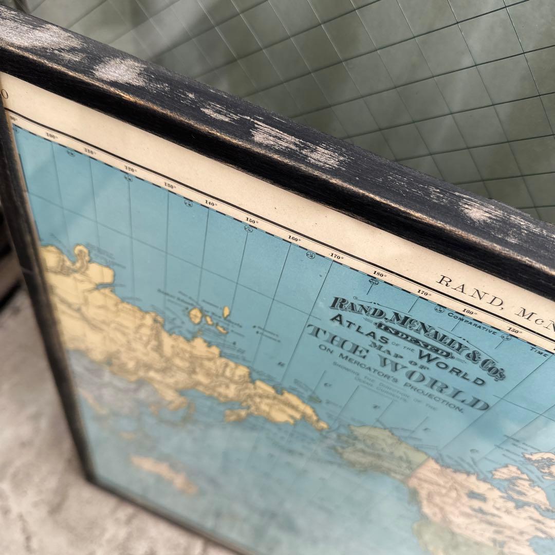 複数購入割引⭕️ アンティーク　地図　マップ　フレーム付き　ウォールアート　壁掛け