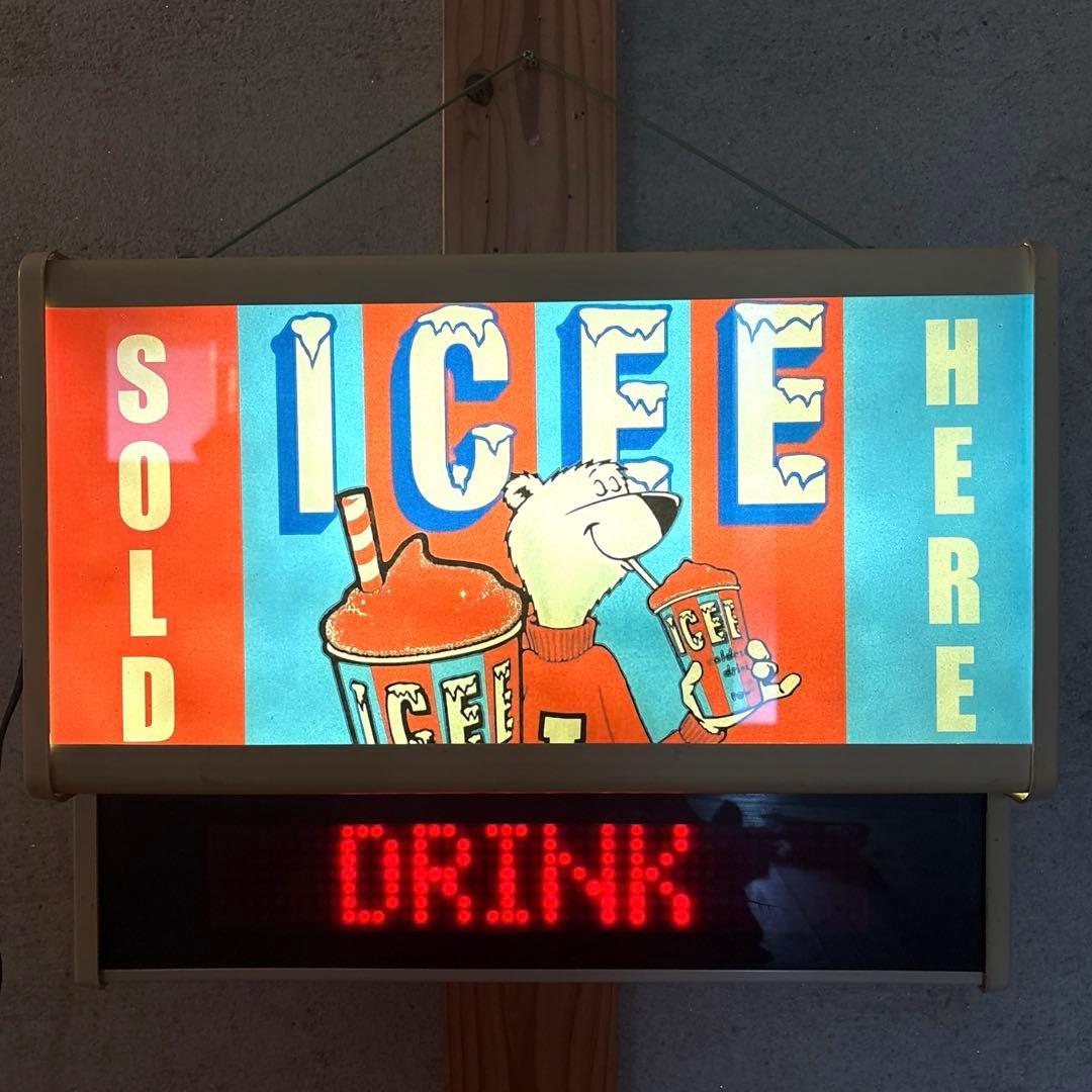 80年代　アイシーベア　モーション　看板　ランプ　ネオンサイン　USA アメトイ