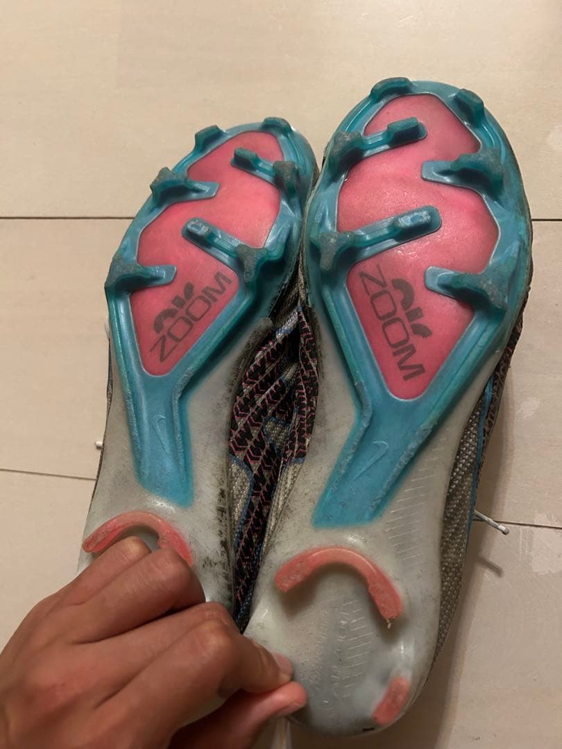 Zoom スパイクシューズ シルバー/青/ピンク