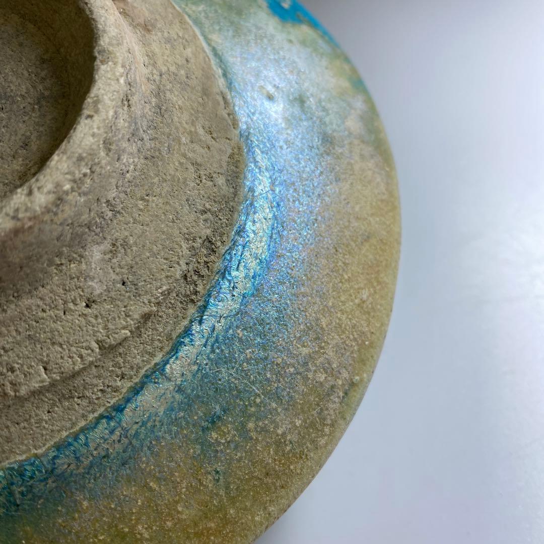 専用　古代　紀元前ペルシャ銀化茶碗　木箱付　直径約15㎝ 東Y7-0402☆2F