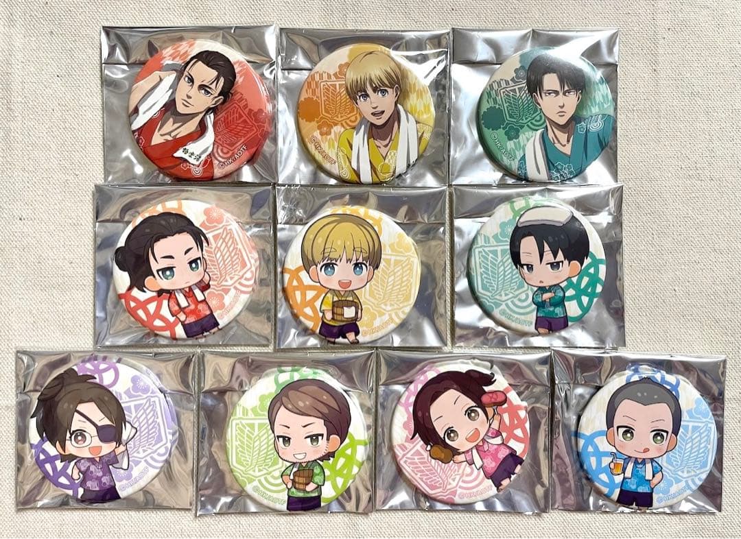 進撃の巨人 極楽湯 缶バッジ 10点セット