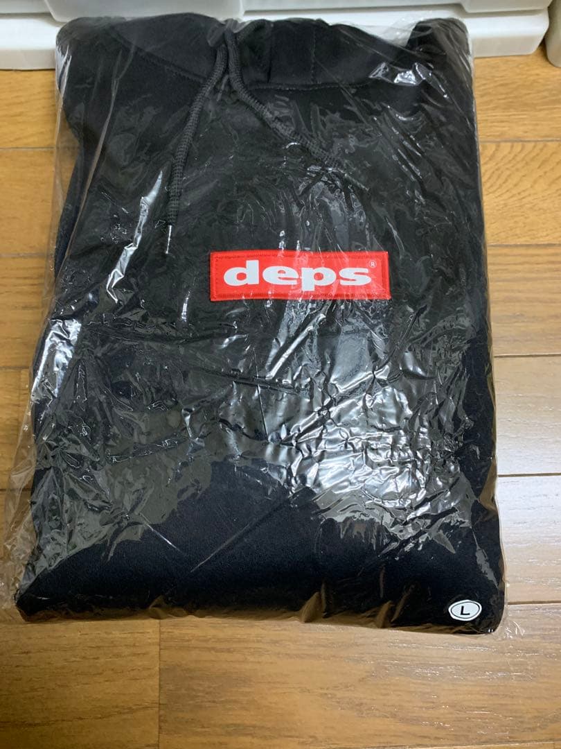 deps ボンデッドフーディー　ボックスロゴ　ブラック　Lサイズ