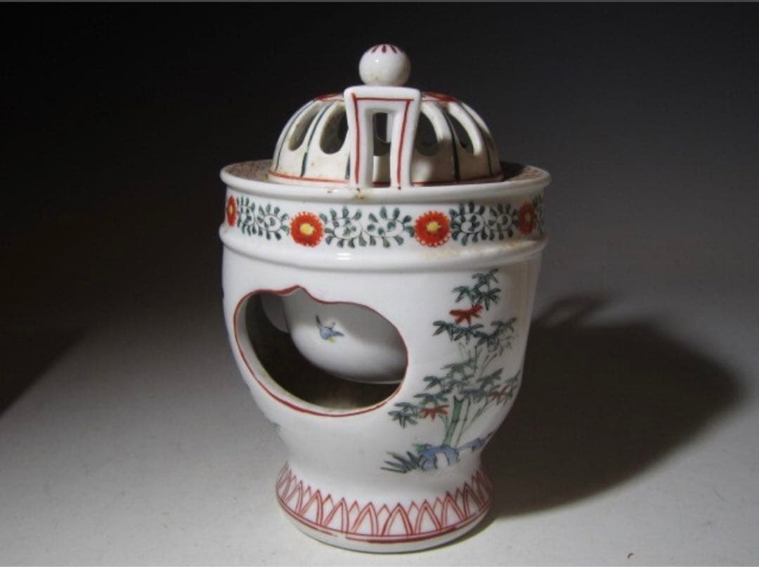 江戸期 享保年間 柿右衛門 松竹梅文香炉 11代極め 希少！7113